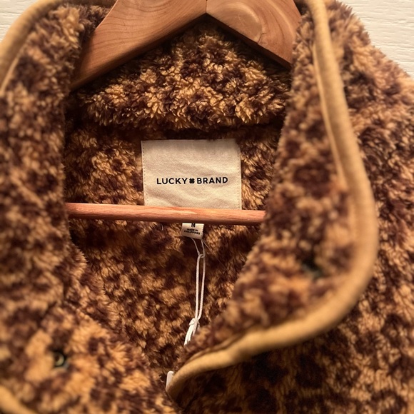 NWT LUCKY BRAND WOMEN'S LEOPARD PRINT TEDDY JACKET- LARGE - Picture 5 of 7